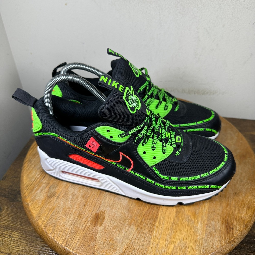 Nike Air Max 90 Worldwide Black Green Flash Crimson CK6474-001 Mens 8